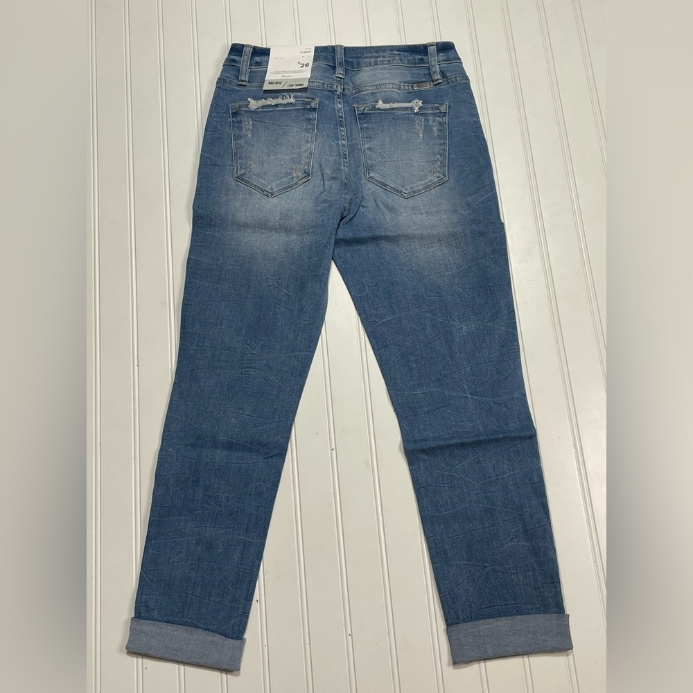 NWT Kancan Mid-Rise Distressed Cropped Skinny Capri - Picture 12 of 13